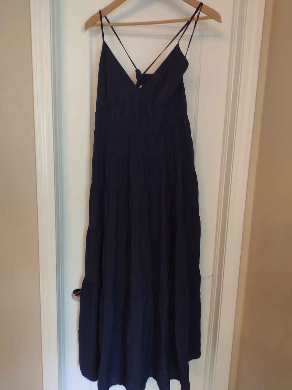 Abercrombie & Fitch Navy Spaghetti-Strap Tiered Maxi Dress - Picture 3 of 6